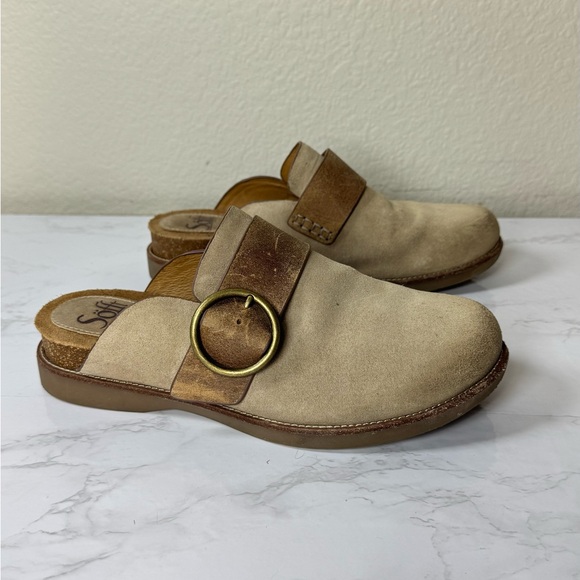 Sofft Shoes - Sofft Miliani Mule Suede Leather‎ Size 8 Comfort Slip-On Clogs Neutral Slides